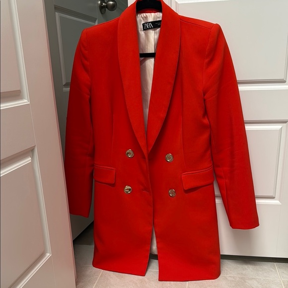 Zara Red Longline Blazer - Picture 1 of 5